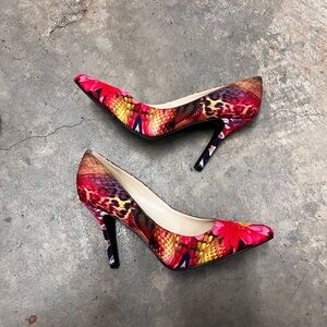 Nine West Martina Floral Animal Multi Print Pump Heels Womens Size 7